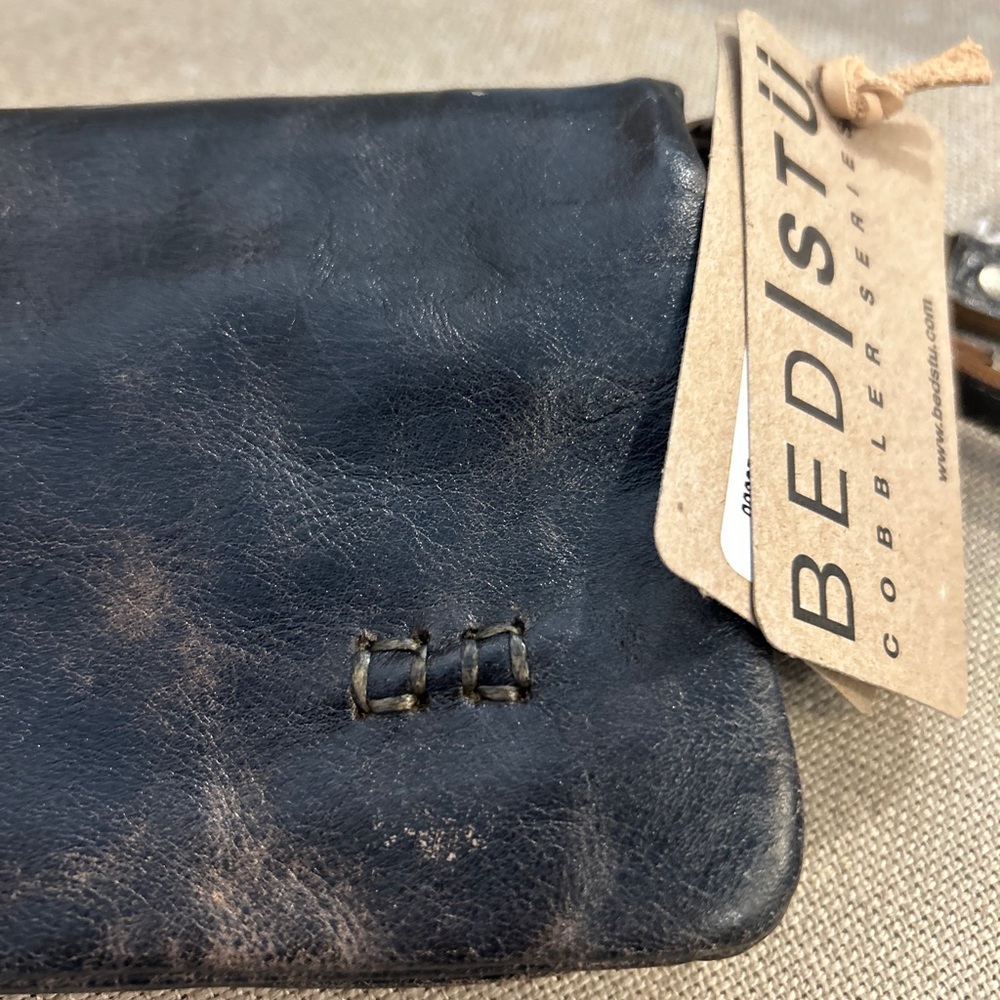 BED|STU “Cadence” Distressed Black Lux Leather Crossbody Purse - Picture 2 of 16